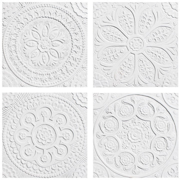 These handmade tiles make wonderful kitchen tiles, bathroom tiles, wall decor and outdoor wall art.  White relief tile handmade in Spain.