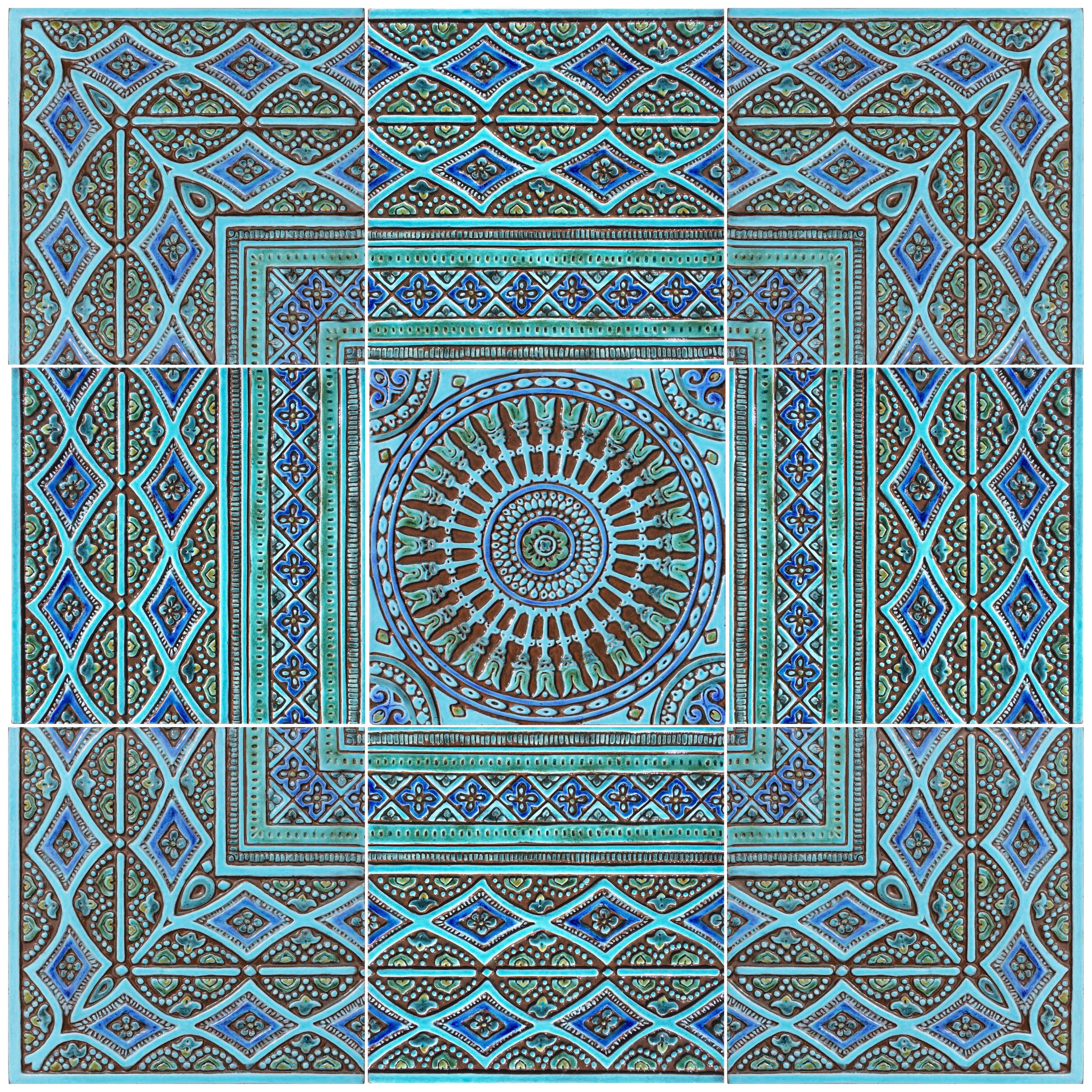 Society6 ケース Turquoise and blue mosaic-(photograph) Apollo Tile Skosh Glossy Turqouise Green 11.6 in. x 11.6 in