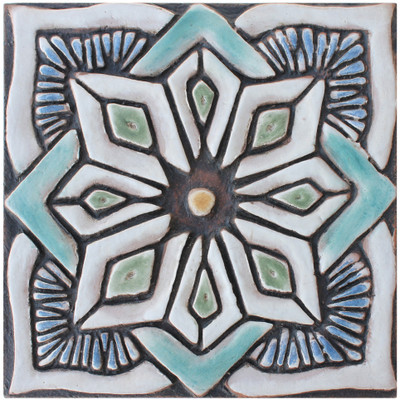 Blue Moroccan tile 15cm 1. Handmade tile by GVEGA