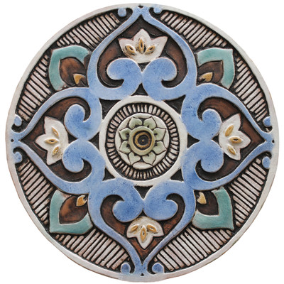 Mandala Design wall art Ceramic wall art MANDALA #3 Matt Blue 11.8 wall tile installation