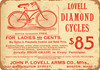 1892 Lovell Diamond Bicycles - Metal Sign