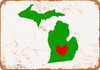 Love Heart Michigan - Metal Sign