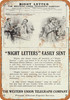 1910 Western Union Night Letters Easily Sent - Metal Sign