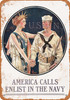 1917 Enlist in the U.S. Navy - Metal Sign