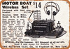 1915 Motor Boat Wireless Radio - Metal Sign