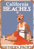 1923 Southern Pacific Railroad to California Beaches - Metal Sign