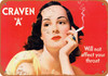 1939 Craven A Cigarettes Will Not Affect Your Throat - Metal Sign