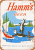 1956 Hamm's Beer Bears Fishing - Metal Sign