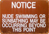 Notice Nude Swimming and Sunbathing - Metal Sign