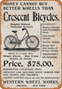 1895 Crescent Bicycles - Metal Sign