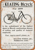 1899 Keating Bicycles - Metal Sign