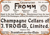 1904 Fromm Cellars Champagne - Metal Sign