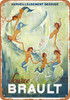 1938 Brault Sparkling Water With Mermaids - Metal Sign