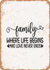 Family Where Life Begins and Love Never Ends - 4  - Metal Sign