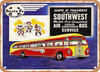 1953 Santa Fe Trailways to the Scenic Southwest Worlds First Completely Air Cooled Conditioned Bus Service Vintage Ad 2 - Metal Sign