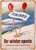 1949 Finland for Winter Sports Finnish State Railways Vintage Ad - Metal Sign