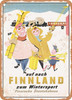 1948 Let's go to Finland for winter sports Finnish State Railways Vintage Ad - Metal Sign