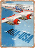 1948 By the Super Cruiser Two Bridges AOA USA American Overseas Airlines Vintage Ad - Metal Sign