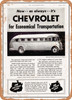 1941 Chevy Bus by Flxible Vintage Ad - Metal Sign