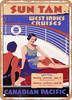 1936 Sun Tan West Indies Cruises Canadian Pacific Vintage Ad - Metal Sign