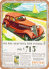 1934 Pontiac Straight Eight 2 Door Touring Sedan Vintage Ad - Metal Sign