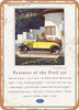1929 Ford Model A Convertible Cabriolet Features of the Ford Car Vintage Ad - Metal Sign