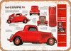 1934 Ford Coupe Spec Sheet - Rusty Look Metal Sign
