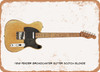 1950 Fender Broadcaster Butter Scotch Blonde Pencil Drawing - Rusty Look Metal Sign