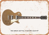 1958 Gibson Les Paul Standard Goldtop Pencil Drawing - Rusty Look Metal Sign