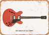 1959 Gibson ES-335 Cherry Pencil Drawing - Rusty Look Metal Sign