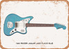 1965 Fender Jaguar Lake Placid Blue Pencil Drawing - Rusty Look Metal Sign