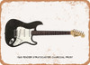 1965 Fender Stratocaster Charcoal Frost Pencil Drawing - Rusty Look Metal Sign