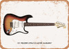 1971 Fender Stratocaster Sunburst Pencil Drawing - Rusty Look Metal Sign