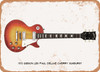 1972 Gibson Les Paul Deluxe Cherry Sunburst Pencil Drawing - Rusty Look Metal Sign