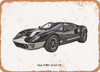 1966 Ford GT40 Mk 1 Pencil Sketch - Rusty Look Metal Sign