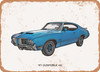 1971 Oldsmobile 442 Pencil Sketch - Rusty Look Metal Sign