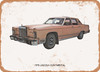 1979 Lincoln Continental Pencil Sketch - Rusty Look Metal Sign