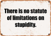 There is no statute of limitations on stupidity. - Funny Metal Sign