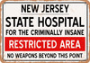 Insane Asylum of New Jersey for Halloween  - Metal Sign