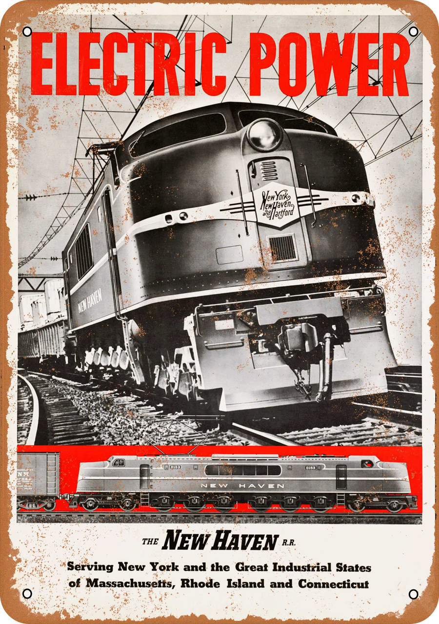 New Haven Electric Powered Trains Metal Sign
