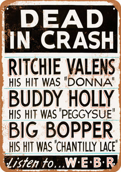 Buddy Holly Crash - Metal Sign