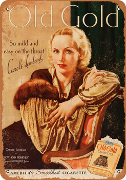 Carol Lombard for Old Gold Cigarettes - Metal Sign