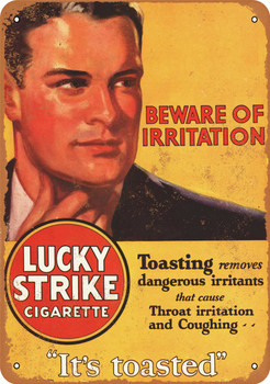 No Throat Irritation with Lucky Strike - Metal Sign