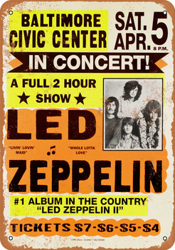 Led Zeppelin at Baltimore Civic Center - Metal Sign