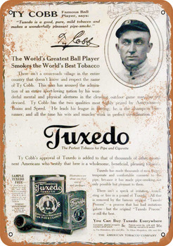 Ty Cobb for Tuxedo Tobacco - Metal Sign
