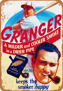 Johnny Mize for Granger Pipe Tobacco - Metal Sign