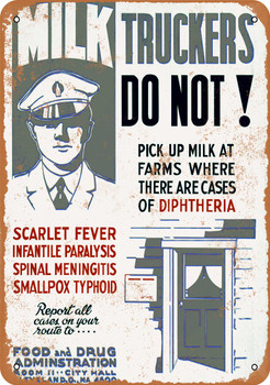 Milk Trucks and Disease - Metal Sign
