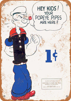 Popeye for Milton Candy and Pipes - Metal Sign