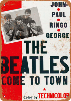 The Beatles Come to Town Movie - Metal Sign