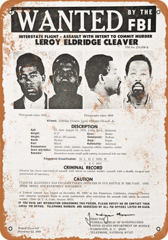1968 Eldridge Cleaver Wanted Poster - Metal Sign